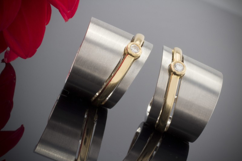 Cadeaux Ohrringe Creolen Ohrstecker mit Brillant in 950er Platin 750er Gold Bicolor 