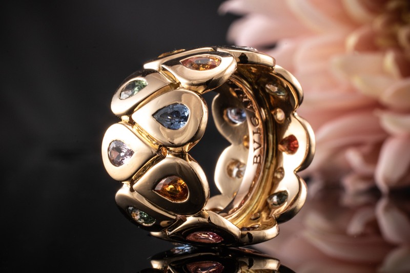 Bulgari BVLGARI Ring Tropfen Diamanten und Farbedelsteine in 750er Gold 