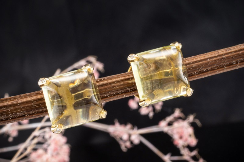 Buchwald Ohrringe Ohrstecker Lemon Citrin Diamanten Gelbgold UVP 4.420,- 