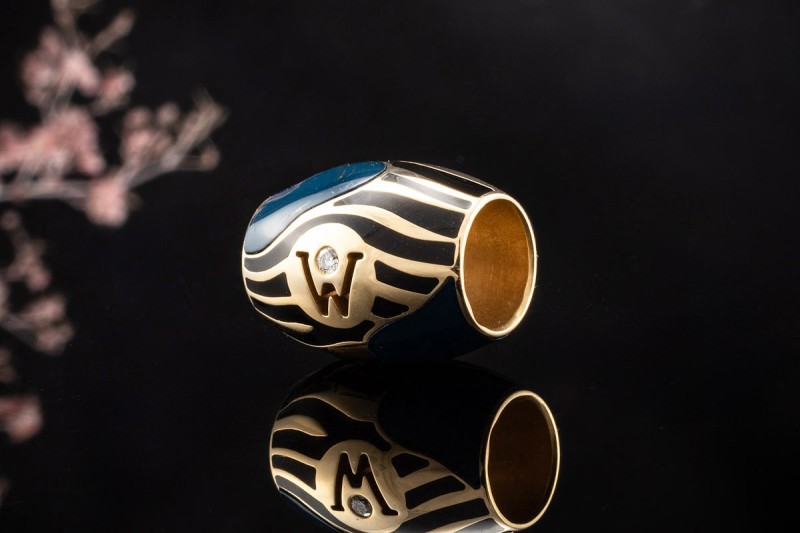 Wellendorff Ronde Anhänger Cinderella Blau Schwarz Diamant Gelbgold 750 