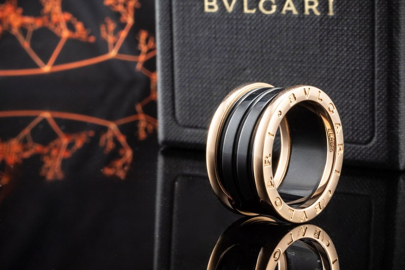 BVLGARI B.zero1 4-Band Ring Schwarze Keramik Roségold OVP 56 Bulgari 
