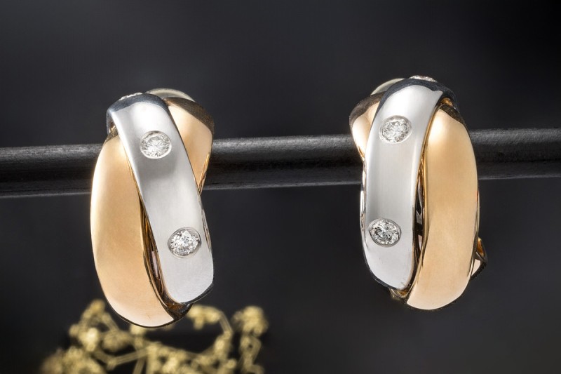Creolen Ohrclips mit Diamanten Massiv in Roségold Weißgold Gelbgold 750 