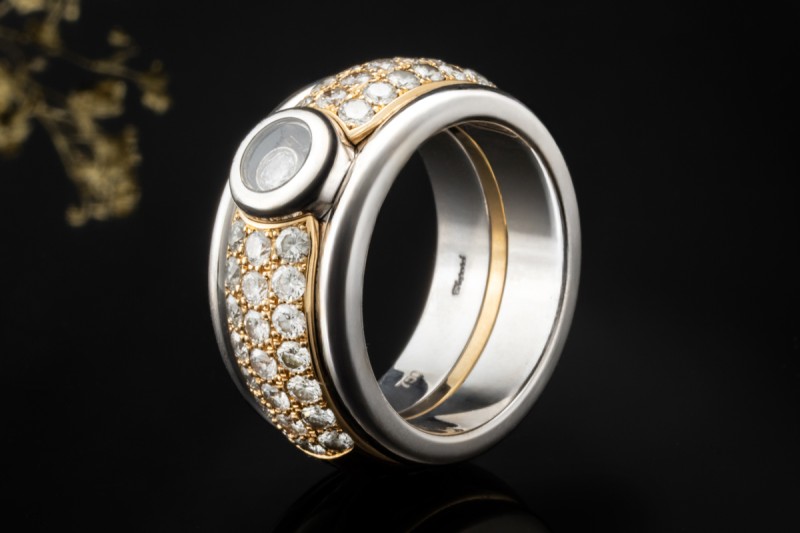 Chopard Happy Diamonds Ring Massiv mit Diamanten Weissgold Gelbgold 750 