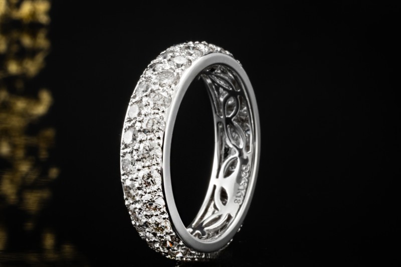 Moderner Memoire Designer Ring mit Diamanten in 750er Weißgold Größe 54 