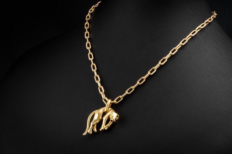 Panthère de Cartier Collier Spartacus Kette Anhänger 750er Gold Full Set 