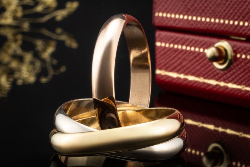 Trinity de Cartier Ring Vintage Modell Roségold Gelbgold Weißgold Gr. 57 