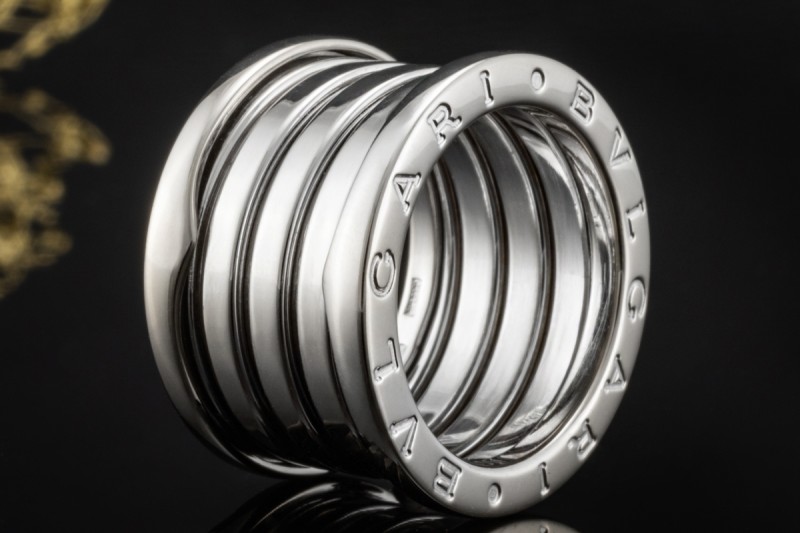 BVLGARI B.zero1 Ring 5-Band Modell Massiv in 750er Weißgold Größe 51 