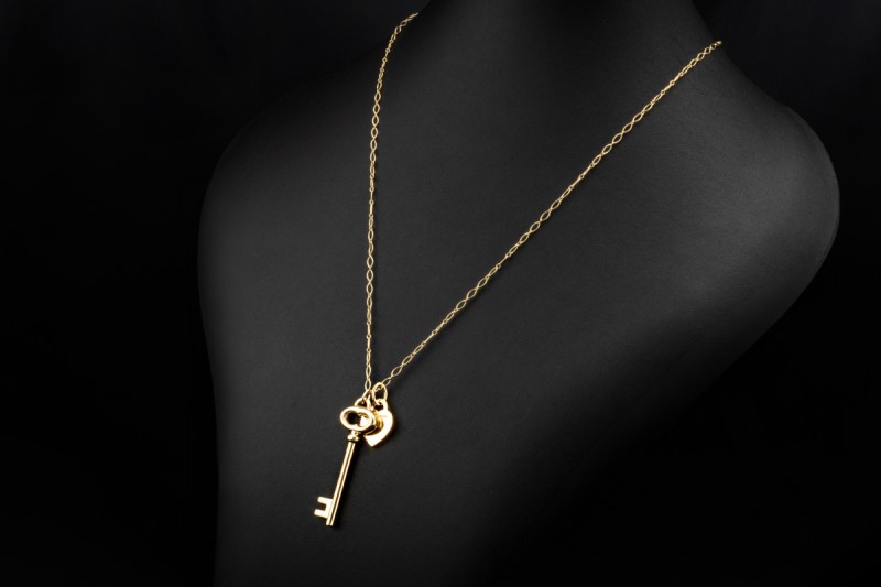 Tiffany & Co. Keys Collier Kette Herz und Schlüssel Anhänger in Gelbgold 
