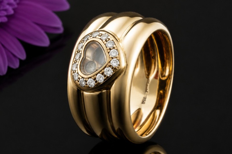Chopard Happy Diamonds Vintage Ring Herz mit Diamanten in 750er Gelbgold 
