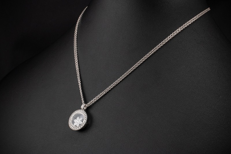 Chopard Collier Kette Happy Snowflake Schneeflocke Diamanten in Weißgold 