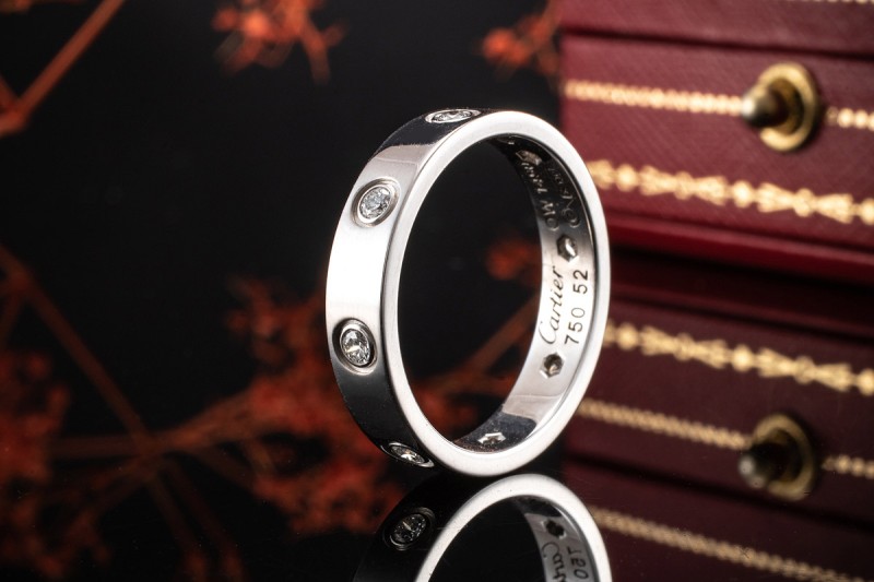 Cartier Love Ring Schmal mit Diamanten in Weißgold 750 Trauring Gr. 52 