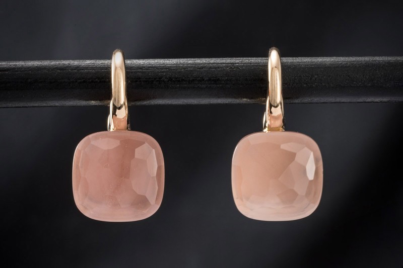 Pomellato Ohrringe Ohrstecker Nudo Classic mit Rosenquarz in 750er Gold 