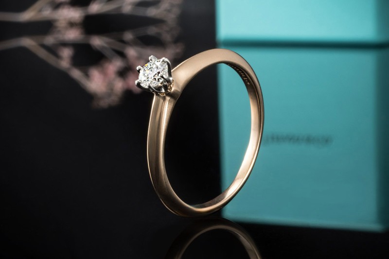 Tiffany & Co Solitär Ring Setting mit Diamant 0,21 Ct in Gelbgold Platin 