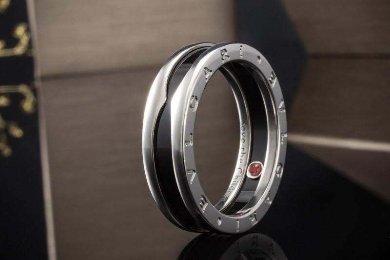 BVLGARI Ring B.zero1 Save the Children Keramik Schwarz in 925er Silber 