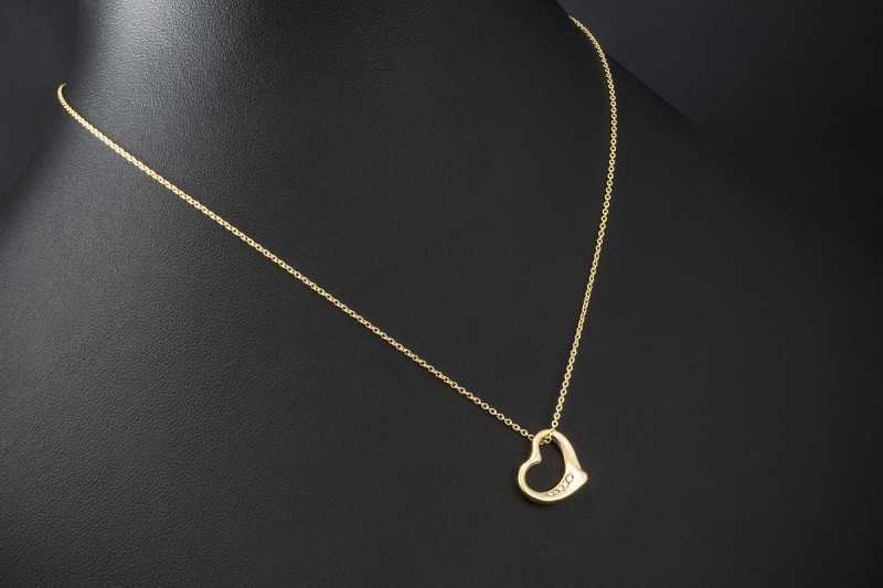 Tiffany Collier Kette Open Heart Elsa Peretti Herz 5 Diamanten Gold 750 
