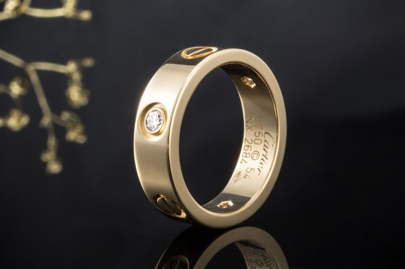 Cartier Love Ring mit 3 Diamanten in 750er Gelbgold Großes Modell Gr. 54 