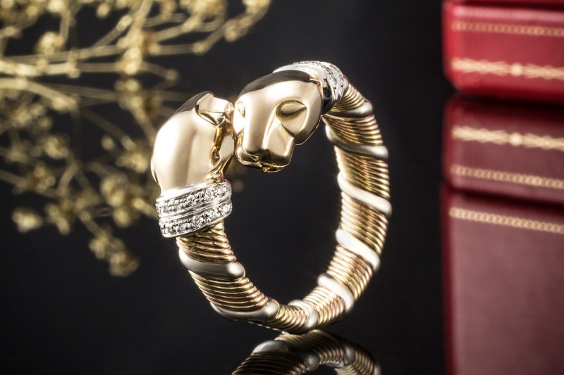 Cartier Ring Panthère de Cartier mit Diamanten Gold 750 Tricolor Full Set 