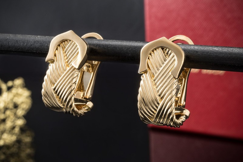 Cartier Ohrringe C de Cartier Clip Ohrstecker geflochten in Gelbgold 750 
