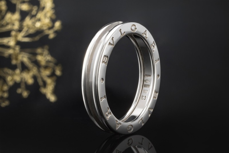 BVLGARI B.zero1 1-Band Ring Klassisch in 750er Weißgold Größe 63 