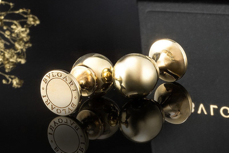 BVLGARI Manschettenknöpfe Runde Klassiker Massiv in 750er Gelbgold OVP 