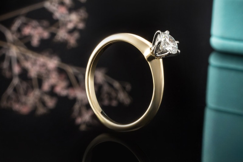 Tiffany & Co Solitär Ring Setting mit Diamant 0,39 Ct in Gelbgold Platin 