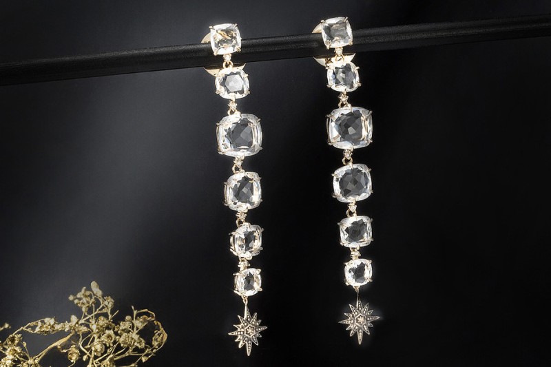 H.Stern Ohrringe Lang Moonlight Nacional Bergkristall Diamanten Roségold 