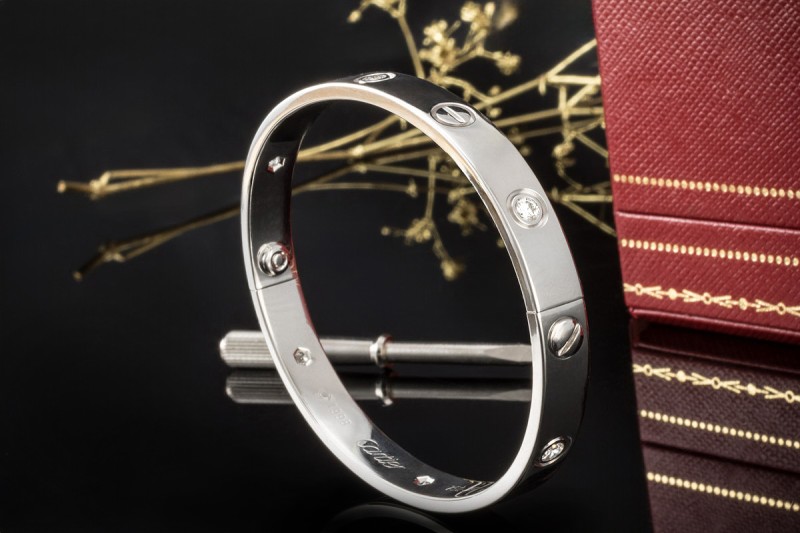 Cartier Love Armreif Armband Bracelet 6 Diamanten Weißgold Gr16 Full Set 