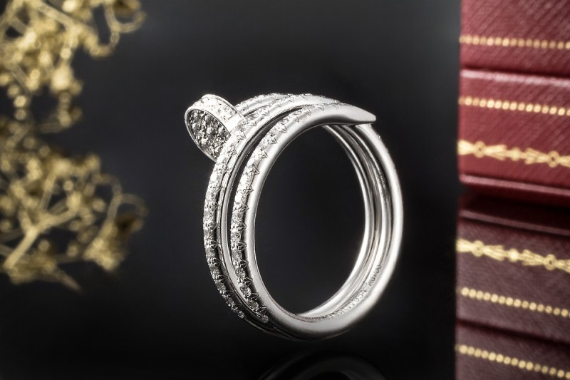 Cartier Juste un Clou Ring mit 77 Diamanten in Weißgold 750 Größe 50 OVP 
