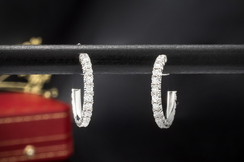 Creolen Ohrringe Etincelle de Cartier Diamanten Kleines Modell Weißgold 