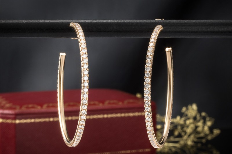 Creolen Ohrringe Etincelle de Cartier Diamanten Großes Modell Roségold 