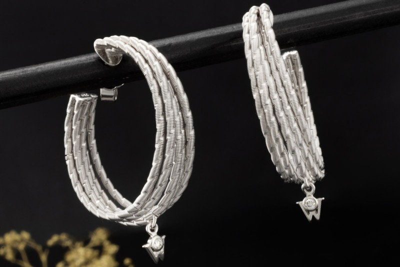 Wellendorff Ohrringe Creolen Sonnenglanz Diamanten Weißgold 750 Full Set 