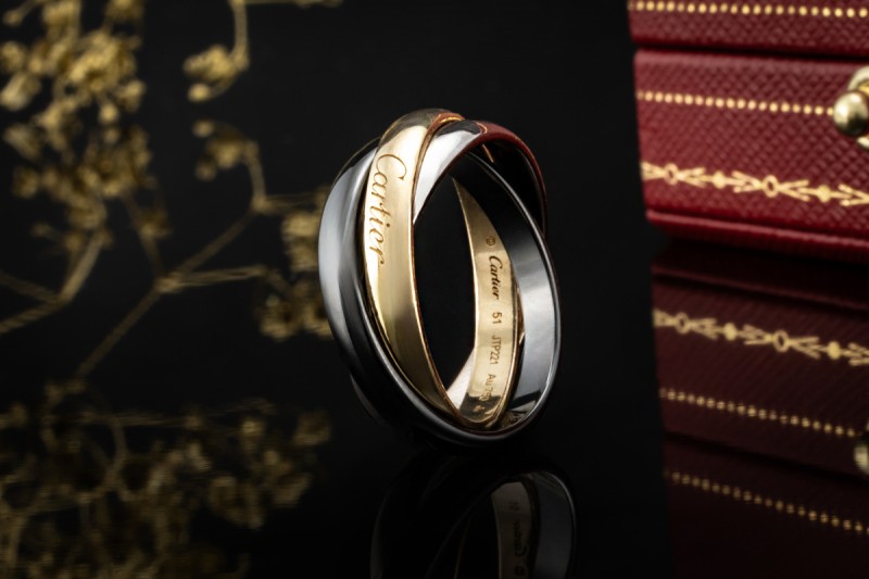 Trinity de Cartier Ring Limited Edition in 750 Gelbgold Weißgold Keramik 