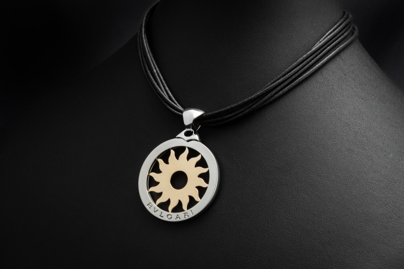 BVLGARI Tondo Sun Collier XL Kette mit Anhänger Sonne Gold 750 Full Set 