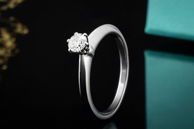 Tiffany & Co Solitär Ring Setting mit Diamant 0,22 Ct in Platin Full Set 