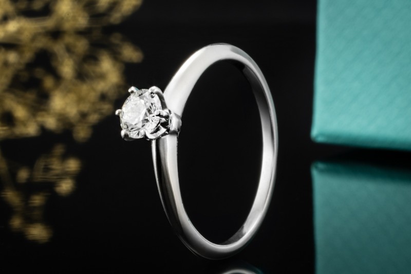 Tiffany & Co Solitär Ring Setting mit Diamant 0,38 Ct in Platin Full Set 