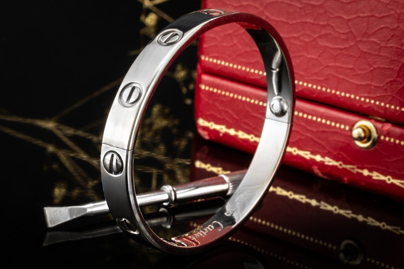 Cartier Love Armreif Vintage Größe 16 in 750er Weißgold OVP Sonderpreis 