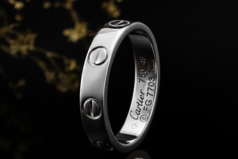 Cartier Love Ring Kleines Modell Schmal in Weißgold 750 Arbeit Größe 49 