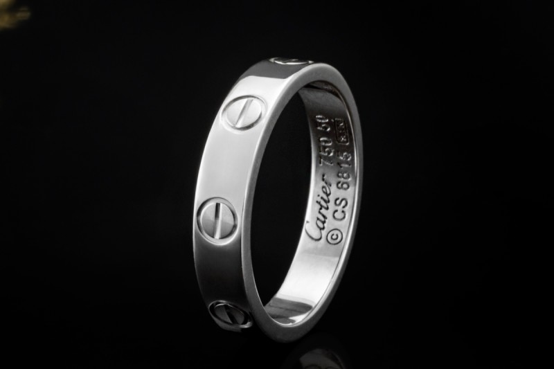 Cartier Love Ring Kleines Modell Schmal in Weißgold 750 Arbeit Größe 50 