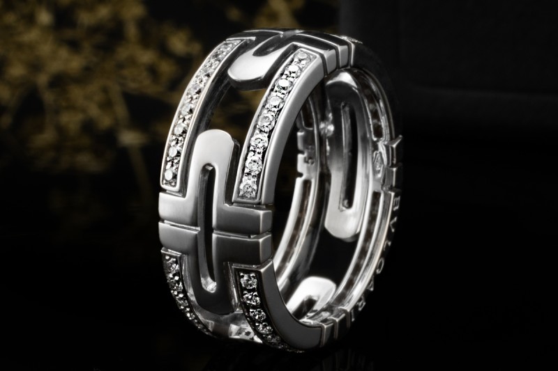 BVLGARI Parentesi Ring mit Diamanten in 750er Weißgold OVP Größe 55 