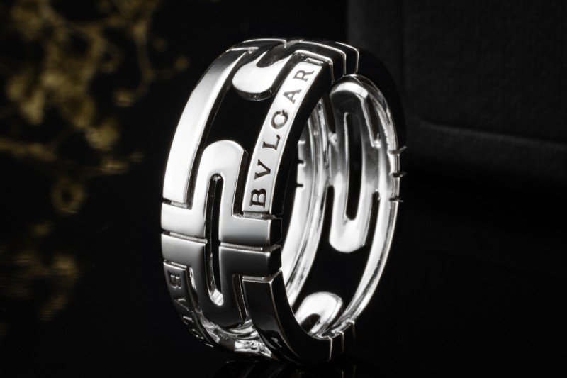 BVLGARI Parentesi Ring Offenes Design in 750er Weißgold OVP Größe 55 