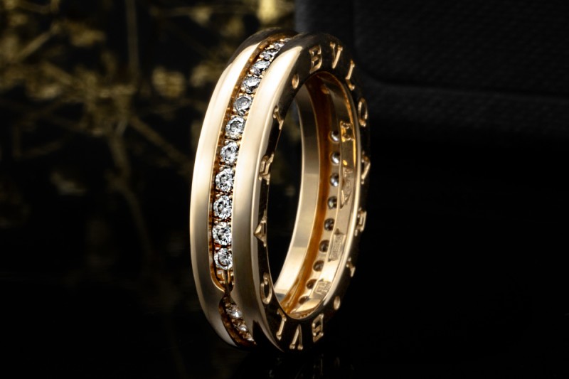 BVLGARI B.zero1 1-Band Memoire Ring Diamanten Gelbgold 750 Größe 53 OVP 