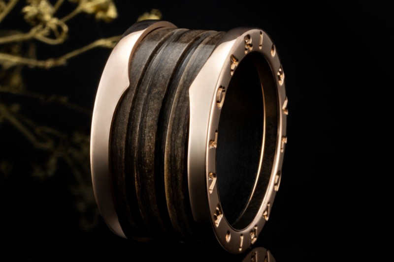 BVLGARI B.zero1 Ring 4-Band Marmor Braun Naturstein 750er Roségold Gr 54 