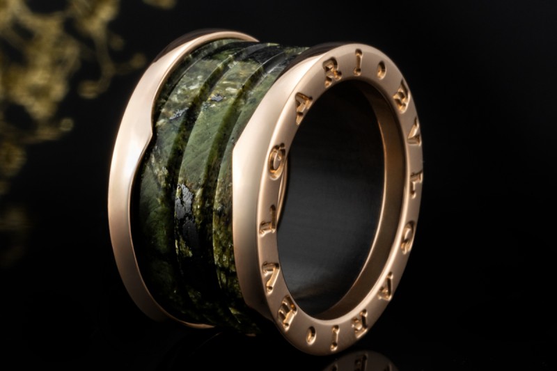 BVLGARI B.zero1 Ring 4-Band Marmor Grün Naturstein 750er Roségold Gr. 50 