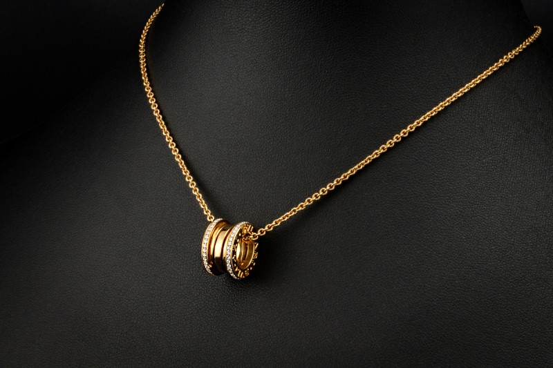 BVLGARI B.zero1 Collier Kette mit Anhänger Diamanten in 750er Gelbgold 