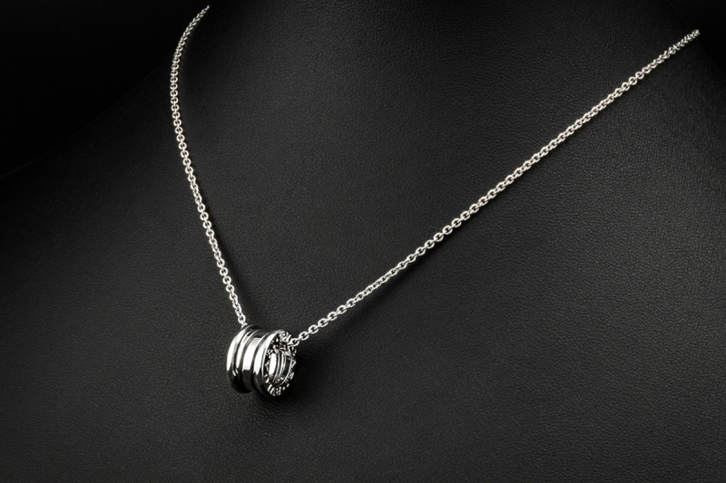 BVLGARI B.zero1 Collier Halskette mit rundem Anhänger in 750er Weißgold 