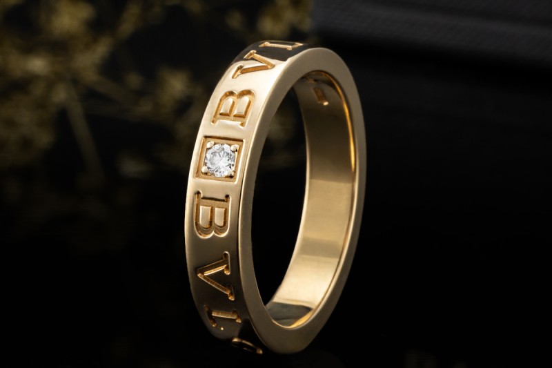 BVLGARI B.zero1 Ring Essential Band Solitär Diamant in Gelbgold 750 OVP 