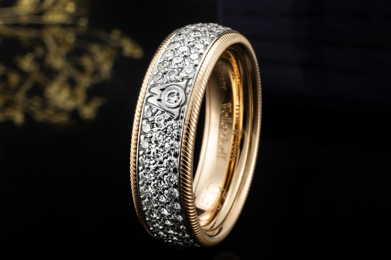 Wellendorff Ring Sternennacht Diamanten Drehring Gelbgold Weißgold 750 