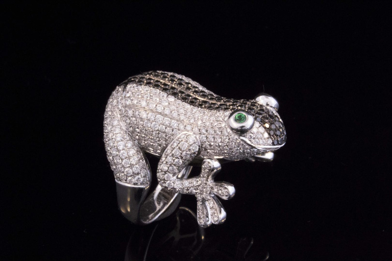 FROSCH Tier Motiv Ring mit Brillanten 750 Weißgold  