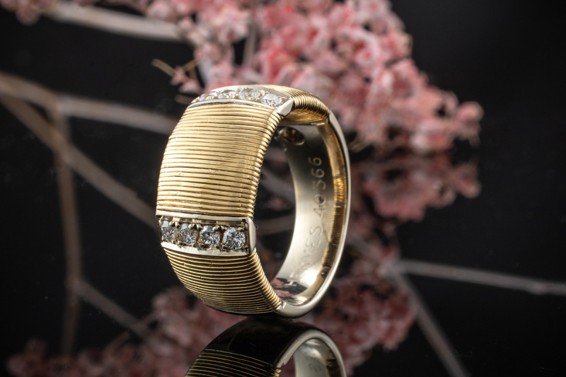 Hermes Paris Ring mit eingeflochtenem Gold und Brillanten in 750er Gold 