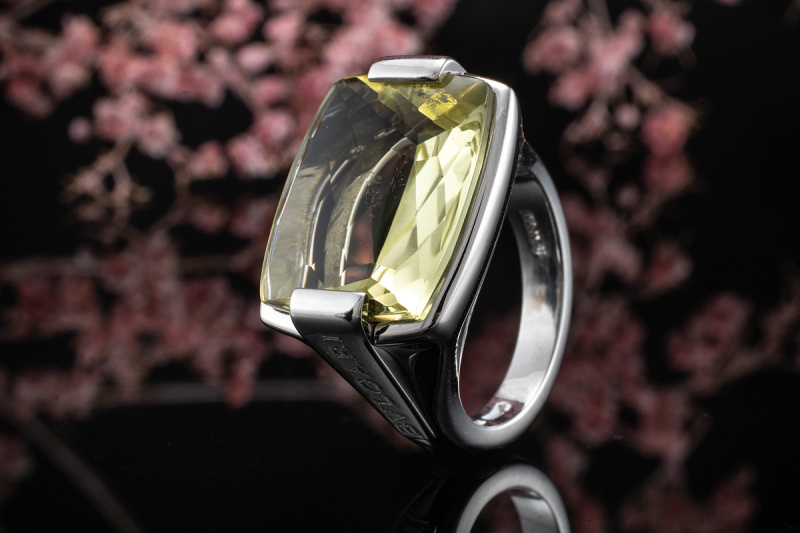 BVLGARI Bulgari Ring mit Lemon Citrin Zauberhaft Weißgold 750 Neuwertig Gr 49 